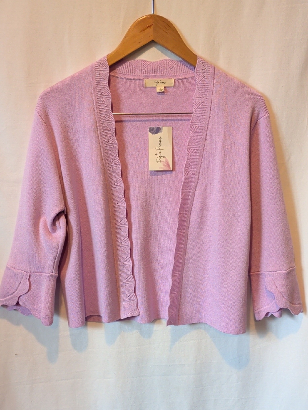 Peyton Primrose Lilac Scallop-Edge Open Cardigan